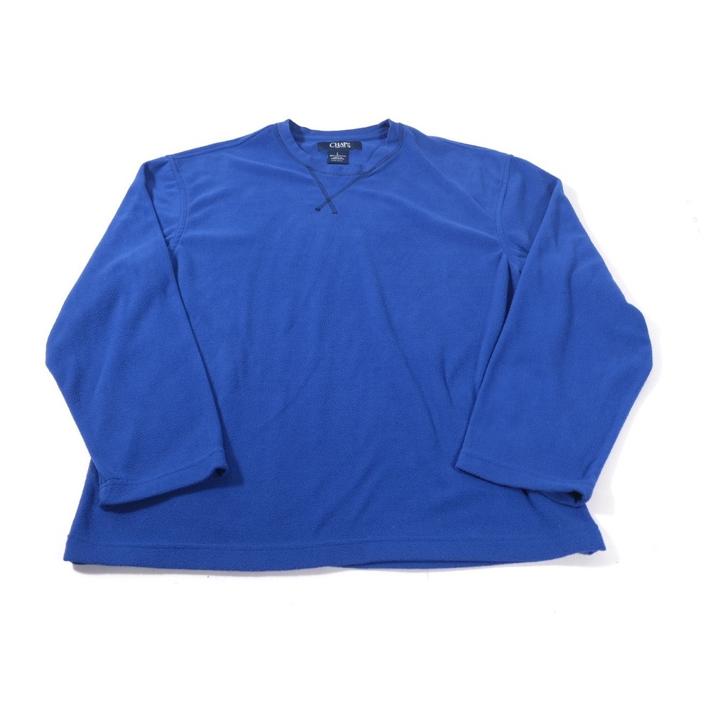 Chaps Sleepwear Top Mens L Blue Fleece Pullover Crew Neck Long Sleeve RN123187